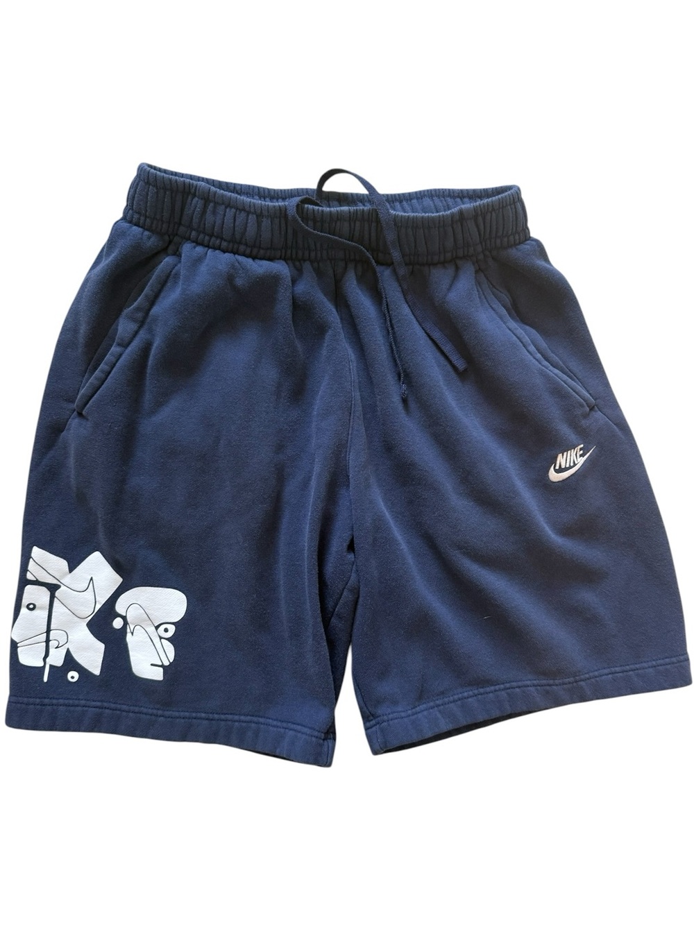 Nike Sweat Shorts Mens Small Navy Blue Drawstring Casual Athletic Lounge Shorts